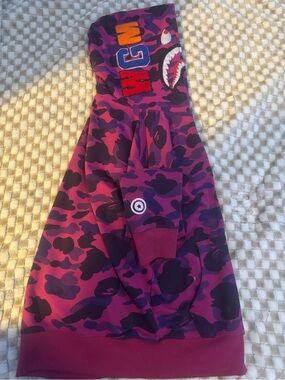 Bape Purple & Black Camo Shark Hoodie